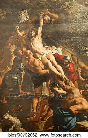 "Detail of the painting The Raising of the Cross by Peter Paul Rubens inside the Cathedral of Our Lady, Antwerpen, Flemish Region, Belgium, Europe" View Large Photo Image Stock Image - "Detail of the painting The Raising of the Cross by Peter Paul Rubens inside the Cathedral of Our Lady, Antwerpen, Flemish Region, Belgium, Europe". Fotosearch