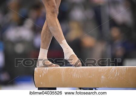 Stock Photograph - "Detail view, balance beam, gymnastics, Porsche-Arena, Stuttgart, Baden-Wurttemberg, Germany, Europe". Fotosearch