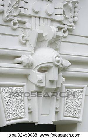 "Detail view of an Art Nouveau building, ornaments, head, Stockholm School of Economics, Strelnieku iela 4a, Riga, Latvia, Baltic States, Europe" View Large Photo Image Stock Photo - "Detail view of an Art Nouveau building, ornaments, head, Stockholm School of Economics, Strelnieku iela 4a, Riga, Latvia, Baltic States, Europe". Fotosearch
