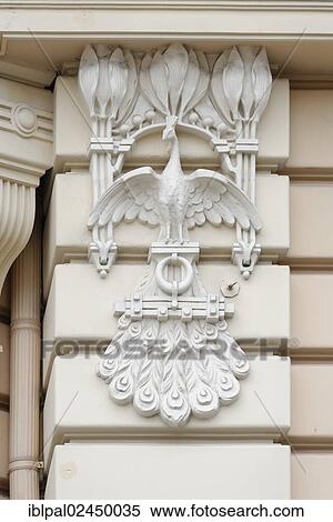"Detail view of an Art Nouveau building, ornaments, bird, Alberta iela 13, Riga, Latvia, Baltic States, Europe" View Large Photo Image Stock Photography - "Detail view of an Art Nouveau building, ornaments, bird, Alberta iela 13, Riga, Latvia, Baltic States, Europe". Fotosearch