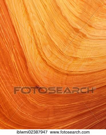 Stock Photo - "Detail view of typical Liesegang Bands or Liesegang Rings, The Wave, banded eroded Navajo sandstone rocks, North Coyote Buttes, CBN, Pareah Paria Canyon, Vermilion Cliffs National Monument, Arizona, Utah, Southwestern USA, USA". Fotosearch