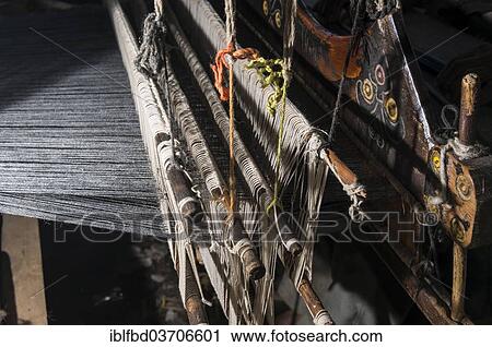 Stock Image - "Detailed view of a handloom, Chitkul, Himachal Pradesh, India, Asia". Fotosearch