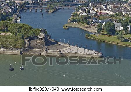 "Deutsches Eck headland, at the confluence of the rivers Moselle and Rhine, as seen from Ehrenbreitstein Fortress, Koblenz, Rhineland-Palatinate, Germany, Europe" View Large Photo Image Stock Image - "Deutsches Eck headland, at the confluence of the rivers Moselle and Rhine, as seen from Ehrenbreitstein Fortress, Koblenz, Rhineland-Palatinate, Germany, Europe". Fotosearch