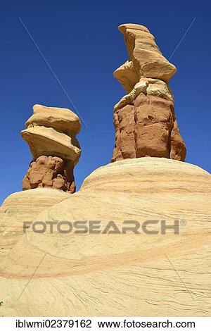 Stock Image - "Devil's Garden, eroded hoodoos and Entrada Sandstone rock formations, Goblins, Hole-In-The-Rock-Road, Grand Staircase-Escalante National Monument, GSENM, Utah, Southwestern USA, USA". Fotosearch
