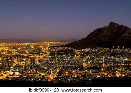 "Devil's Peak, cityscape at night, Cape Town, Western Cape, South Africa, Africa" View Large Photo Image Stock Image - "Devil's Peak, cityscape at night, Cape Town, Western Cape, South Africa, Africa". Fotosearch