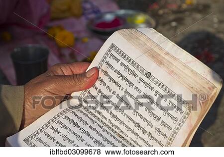 "Devotee reading in the holy scriptures, written in Hindi characters, Kathmandu, Kathmandu District, Bagmati Zone, Nepal, Asia" View Large Photo Image Stock Photo - "Devotee reading in the holy scriptures, written in Hindi characters, Kathmandu, Kathmandu District, Bagmati Zone, Nepal, Asia". Fotosearch