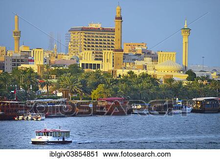 "Dhows on the banks of Dubai Creek, in front of Bur Dubai, Dubai, United Arab Emirates, Asia" View Large Photo Image Stock Image - "Dhows on the banks of Dubai Creek, in front of Bur Dubai, Dubai, United Arab Emirates, Asia". Fotosearch