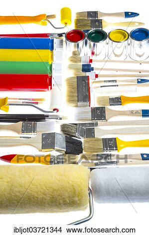 "Different sized brushes, paint rollers and bottles of paint" View Large Photo Image Picture - "Different sized brushes, paint rollers and bottles of paint". Fotosearch