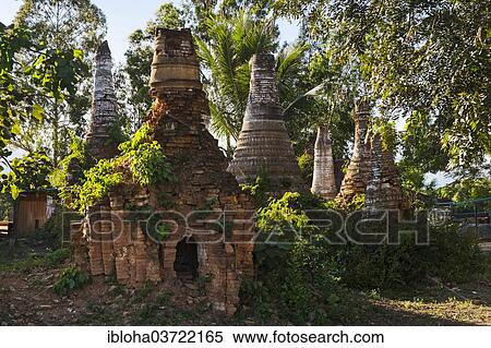 "Dilapidated stupas, Nyaung Shwe, Shan State, Myanmar, Burma, Asia" View Large Photo Image Stock Photography - "Dilapidated stupas, Nyaung Shwe, Shan State, Myanmar, Burma, Asia". Fotosearch