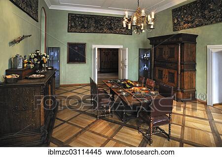 "Dining room with furniture from the 16th century in Tucher Mansion, Hirschelgasse 9-11, Nuremberg, Middle Franconia, Bavaria, Germany, Europe" View Large Photo Image Stock Photography - "Dining room with furniture from the 16th century in Tucher Mansion, Hirschelgasse 9-11, Nuremberg, Middle Franconia, Bavaria, Germany, Europe". Fotosearch