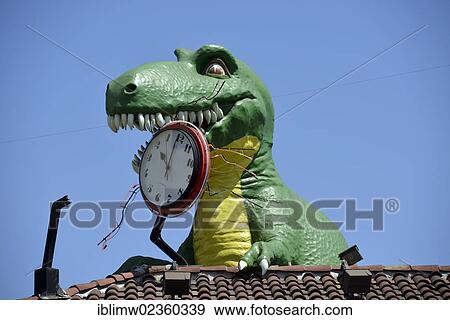 Stock Photo - "Dinosaur figure on the roof of Ripley's Believe It or Not! Odditorium, Hollywood Boulevard, Hollywood, Los Angeles, California, United States of America, USA, PublicGround". Fotosearch