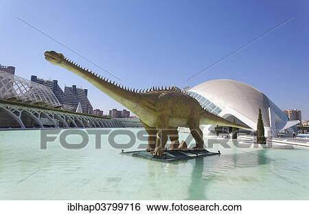 "Dinosaur statue, dome of the Hemisferic cinema at back, Ciudad de las Artes y de las Ciencias, City of Arts and Sciences, Valencia, Spain, Europe" View Large Photo Image Stock Photograph - "Dinosaur statue, dome of the Hemisferic cinema at back, Ciudad de las Artes y de las Ciencias, City of Arts and Sciences, Valencia, Spain, Europe". Fotosearch