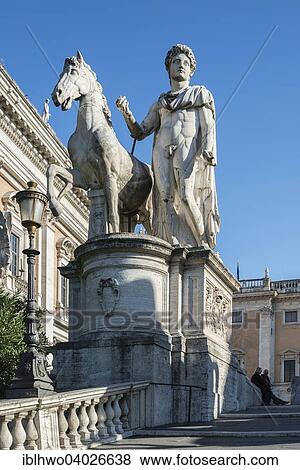 "Dioscuri statue, Cordonata, Capitoline Hill, Rione X Campitelli, Rome, Lazio, Italy, Europe" View Large Photo Image Stock Photo - "Dioscuri statue, Cordonata, Capitoline Hill, Rione X Campitelli, Rome, Lazio, Italy, Europe". Fotosearch