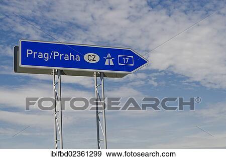 "Direction sign towards Prague on freeway A 17, Breitenau, Saxony, Germany, Europe" View Large Photo Image Stock Photo - "Direction sign towards Prague on freeway A 17, Breitenau, Saxony, Germany, Europe". Fotosearch