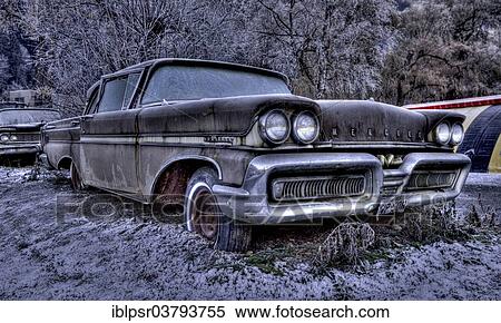Stock Photography - "Discarded old Mercury, Haiming, Tirol, Austria, Europe". Fotosearch