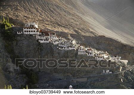 Stock Photo - "Diskit Monastery or Deskit Gompa, Nubra Valley, Ladakh, Jammu and Kashmir, India, Asia". Fotosearch
