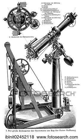 Stock Photo - "Display chart of the large heliometer of the observatory at the Cape of Good Hope, illustration, Meyers Konversations-Lexikon encyclopedia, 1897". Fotosearch