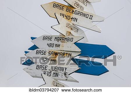 "Distances, signpost at the Argentine research station Orcadas Base, Laurie Island, South Orkney Islands, Antarctica" View Large Photo Image Stock Photo - "Distances, signpost at the Argentine research station Orcadas Base, Laurie Island, South Orkney Islands, Antarctica". Fotosearch