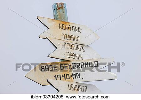 "Distances, signpost at the Argentine research station Orcadas Base, Laurie Island, South Orkney Islands, Antarctica" View Large Photo Image Stock Photo - "Distances, signpost at the Argentine research station Orcadas Base, Laurie Island, South Orkney Islands, Antarctica". Fotosearch