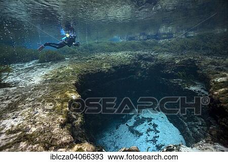 "Diver at Devil's Eye spring, the entrance to a giant cave system, Santa Fe River, Florida, United States, North America" View Large Photo Image Stock Image - "Diver at Devil's Eye spring, the entrance to a giant cave system, Santa Fe River, Florida, United States, North America". Fotosearch