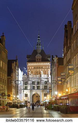 Stock Photograph - "Dluga Street, Long Street, with the Golden Gate, Gdansk, Pomeranian Voivodeship, Poland, Europe". Fotosearch