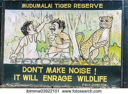 "Do not make noise! """" cartoon sign, Mudumalai Wildlife Sanctuary, Tamil Nadu, India, Asia" View Large Photo Image Stock Image - "Do not make noise! """" cartoon sign, Mudumalai Wildlife Sanctuary, Tamil Nadu, India, Asia". Fotosearch