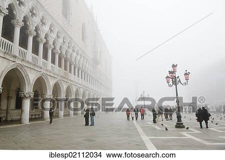 Picture - "Doge's Palace, Palazzo Ducale, in fog, Piazzetta San Marco, St. Mark's Square, Venice, Venezia, Veneto, Italy, Europe". Fotosearch