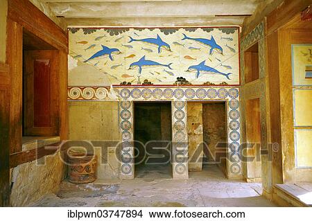 "Dolphin Frescos, ancient city of Knossos, Crete, Greece, Europe" View Large Photo Image Picture - "Dolphin Frescos, ancient city of Knossos, Crete, Greece, Europe". Fotosearch