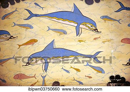"Dolphin Frescos, ancient city of Knossos, Crete, Greece, Europe" View Large Photo Image Stock Image - "Dolphin Frescos, ancient city of Knossos, Crete, Greece, Europe". Fotosearch