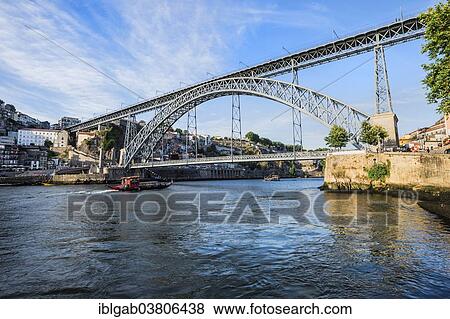 Stock Photo - "Dom Luis Bridge over the Douro river, Porto, Unesco World Heritage Site, Portugal, Europe". Fotosearch
