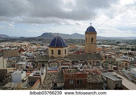 Stock Photo - "Dome and tower of the church San Pedro Apostol, Agost, Province of Alicante, Spain, Europe". Fotosearch
