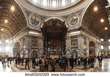 Stock Photo - "Dome area and the papal altar, St. Peter's Basilica, Fontana di Trevi, Rome, Lazio, Italy, Europe". Fotosearch