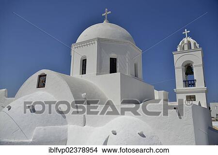Picture - "Dome of the Agii Anargiri church, Megalochori, Santorini, Cyclades, Greek Islands, Greece, Europe". Fotosearch