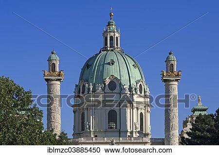 "Dome of the baroque Karlskirche church, inaugurated in 1739, the columns show in a spiral relief motifs from the life of Charles Borromeo, Vienna, Vienna State, Austria, Europe" View Large Photo Image Stock Image - "Dome of the baroque Karlskirche church, inaugurated in 1739, the columns show in a spiral relief motifs from the life of Charles Borromeo, Vienna, Vienna State, Austria, Europe". Fotosearch