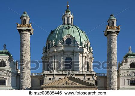 "Dome of the baroque Karlskirche church, 1739, the columns show in a spiral relief motifs from the life of Charles Borromeo, Vienna, Vienna State, Austria, Europe" View Large Photo Image Stock Photograph - "Dome of the baroque Karlskirche church, 1739, the columns show in a spiral relief motifs from the life of Charles Borromeo, Vienna, Vienna State, Austria, Europe". Fotosearch