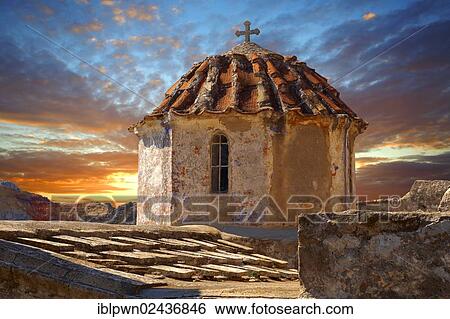 Stock Photograph - "Dome of the Byzantine Episkopi church of Saint Dionysis, Paliochora, Aegina, Saronic Islands, Greece, Europe". Fotosearch