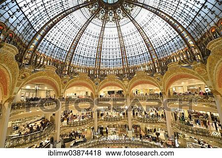 Stock Photo - "Dome of the Galeries Lafayette department store, Paris, Ile-de-France, France, Europe". Fotosearch