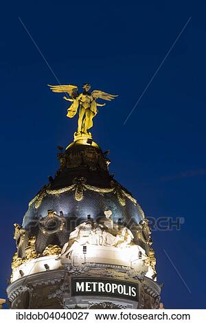"Dome with Victoria statue, Metropolis Building, Madrid, Spain, Europe" View Large Photo Image Stock Photo - "Dome with Victoria statue, Metropolis Building, Madrid, Spain, Europe". Fotosearch