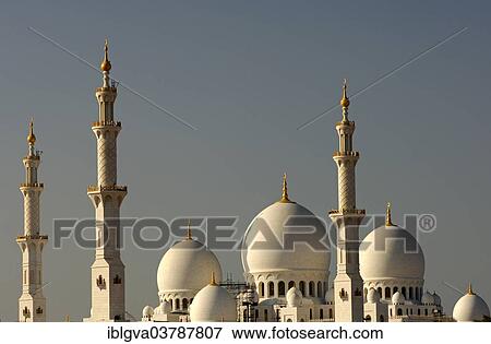 "Domes and minarets of the Sheikh Zayed Bin Sultan Al Nahyan Mosque, Grand Mosque, Abu Dhabi, United Arab Emirates, Asia" View Large Photo Image Stock Photo - "Domes and minarets of the Sheikh Zayed Bin Sultan Al Nahyan Mosque, Grand Mosque, Abu Dhabi, United Arab Emirates, Asia". Fotosearch