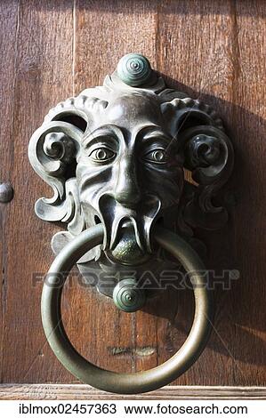 Stock Image - "Door knocker at Bamberg Cathedral, Bamberg, Upper Franconia, Franconia, Bavaria, Germany, Europe, PublicGround, Europe". Fotosearch