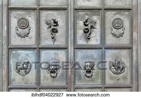 Door Knocker At The Entrance Portal Mausoleum Buckeburg Castle Buckeburg Lower Saxony Germany Europe Stock Photo