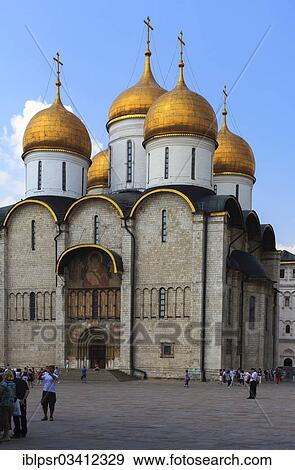 Stock Photo - "Dormition Cathedral or Uspensky Sobor in the Kremlin, Moskau, Moscow Oblast, Russia, Europe". Fotosearch