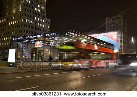 "Double-decker bus at Potsdamer Platz square at night, Berlin, Germany, Europe" View Large Photo Image Stock Image - "Double-decker bus at Potsdamer Platz square at night, Berlin, Germany, Europe". Fotosearch