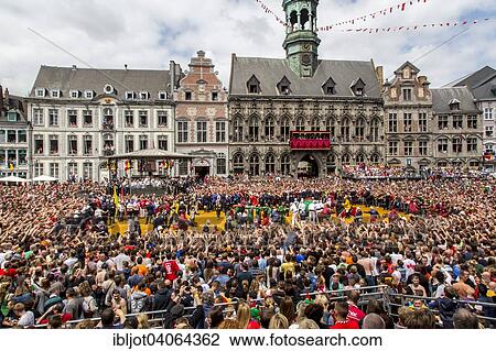 "Doudou City Festival, since 13th century, culminating in the Lumecon, the Battle of St. George with the dragon, in front of tens of thousands of specators, Grand Place, European Capital of Culture 2015, Mons, Wallonia, Belgium, Europe" View Large Photo Image Stock Image - "Doudou City Festival, since 13th century, culminating in the Lumecon, the Battle of St. George with the dragon, in front of tens of thousands of specators, Grand Place, European Capital of Culture 2015, Mons, Wallonia, Belgium, Europe". Fotosearch