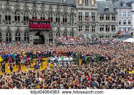 "Doudou City Festival, since 13th century, culminating in the Lumecon, the Battle of St. George with the dragon, in front of tens of thousands of specators, Grand Place, European Capital of Culture 2015, Mons, Wallonia, Belgium, Europe" View Large Photo Image Stock Image - "Doudou City Festival, since 13th century, culminating in the Lumecon, the Battle of St. George with the dragon, in front of tens of thousands of specators, Grand Place, European Capital of Culture 2015, Mons, Wallonia, Belgium, Europe". Fotosearch