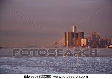 "Downtown Detroit and the icy Detroit River, Detroit, Michigan, United States, North America" View Large Photo Image Stock Image - "Downtown Detroit and the icy Detroit River, Detroit, Michigan, United States, North America". Fotosearch