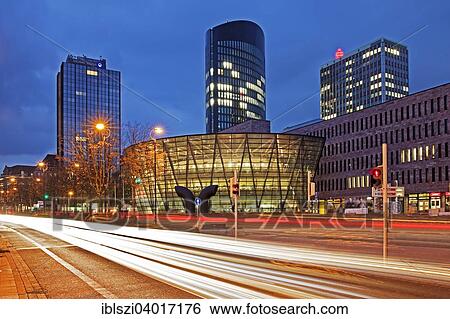 Stock Photograph - "Downtown with City and State Library, Dortmund, Ruhr district, North Rhine-Westphalia, Germany, Europe". Fotosearch