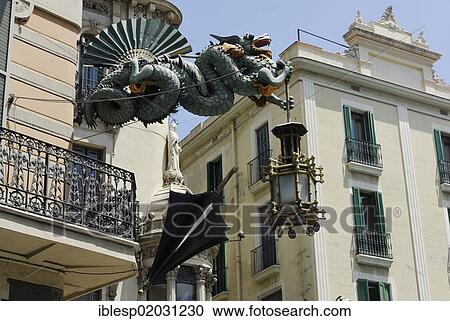 "Dragon sculpture on the Casa Bruno Quadros, La Rambla, Barcelona, Catalonia, Spain, Europe" View Large Photo Image Stock Image - "Dragon sculpture on the Casa Bruno Quadros, La Rambla, Barcelona, Catalonia, Spain, Europe". Fotosearch