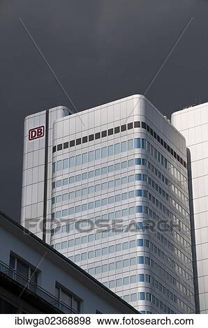 Stock Photo - "Dresdner Bank tower, Silberturm building, headquarters of Deutsche Bahn, Frankfurt am Main, Hesse, Germany, Europe, PublicGround, Europe". Fotosearch