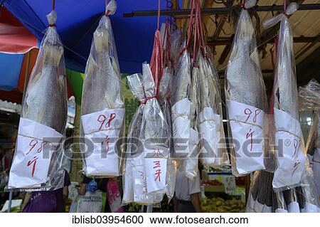 Stock Image - "Dried whole fish in a market, Kowloon, Hong Kong, China, Asia". Fotosearch
